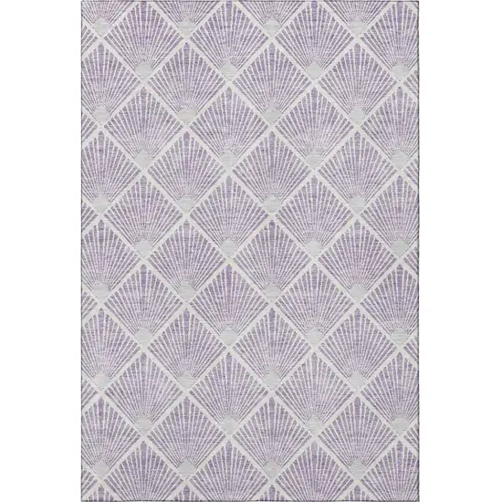 Lavender And Ivory Abstract Geometric Washable Area Rug With UV Protection Photo 3