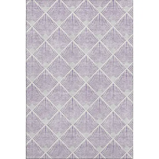 Lavender And Ivory Abstract Geometric Washable Area Rug With UV Protection Photo 1