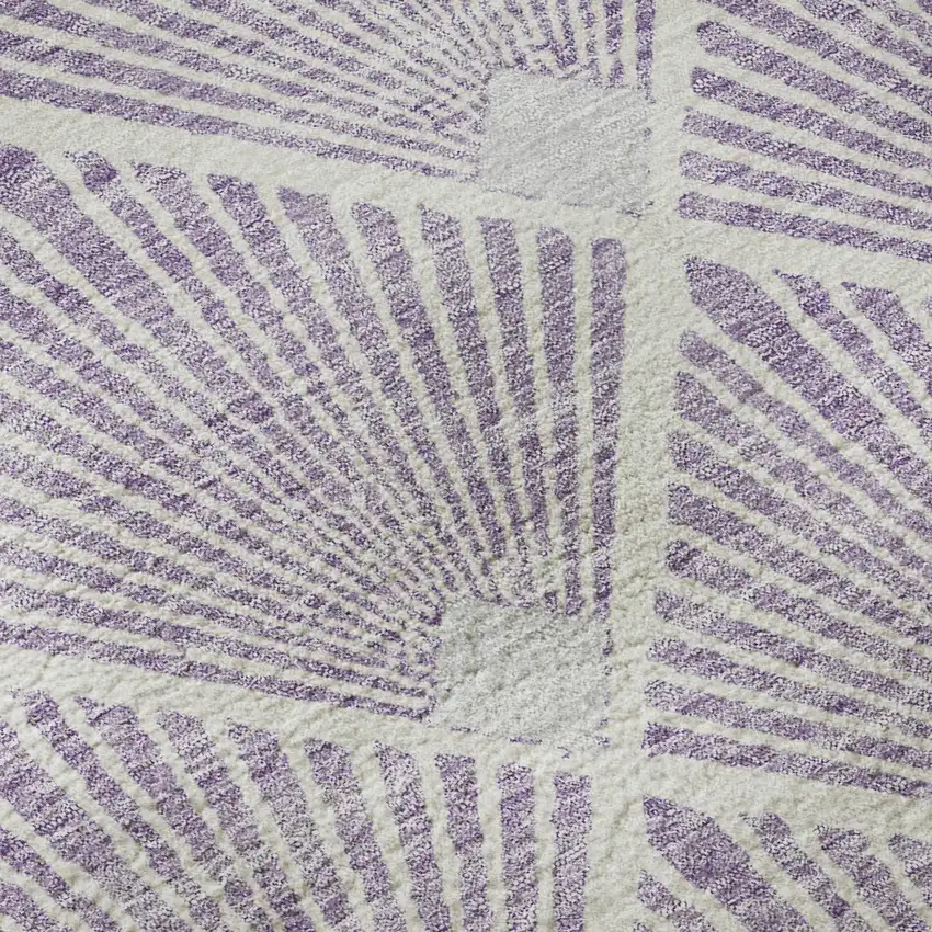 Lavender And Ivory Abstract Geometric Washable Area Rug With UV Protection Photo 9