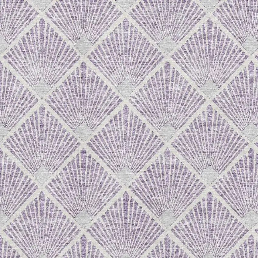 Lavender And Ivory Abstract Geometric Washable Area Rug With UV Protection Photo 3