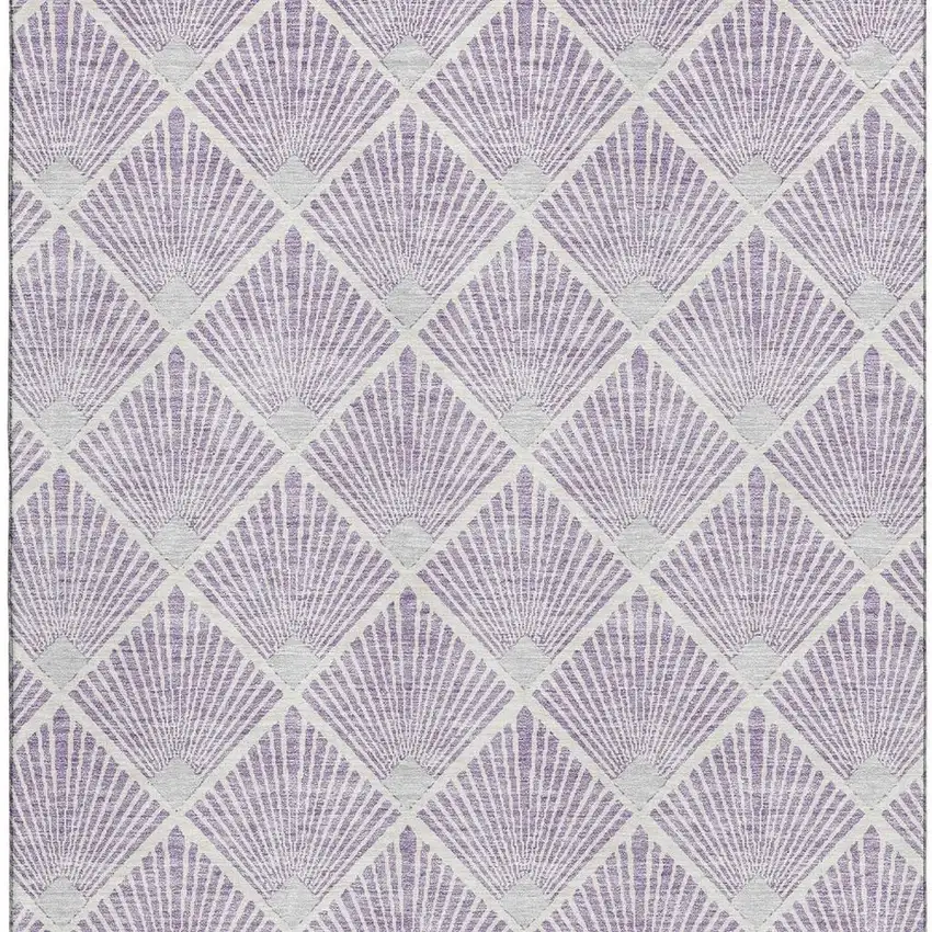 Lavender And Ivory Abstract Geometric Washable Area Rug With UV Protection Photo 4