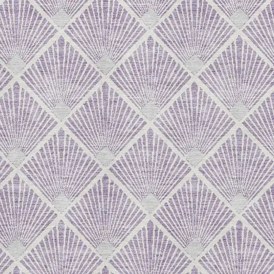 Lavender And Ivory Abstract Geometric Washable Area Rug With UV Protection Photo 3