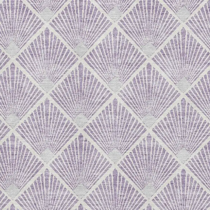 Lavender And Ivory Abstract Geometric Washable Area Rug With UV Protection Photo 3