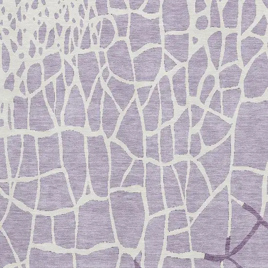 Lavender And Ivory Abstract Geometric Washable Area Rug With UV Protection Photo 3
