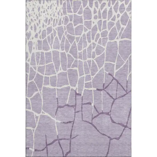 Lavender And Ivory Abstract Geometric Washable Area Rug With UV Protection Photo 6