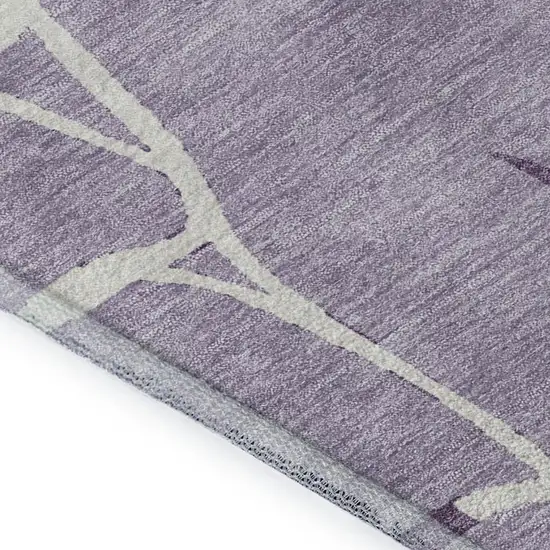 Lavender And Ivory Abstract Geometric Washable Area Rug With UV Protection Photo 8