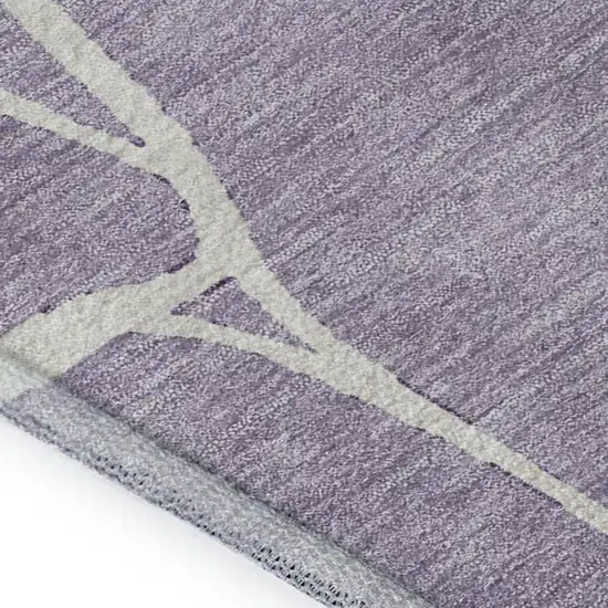 Lavender And Ivory Abstract Geometric Washable Area Rug With UV Protection Photo 7
