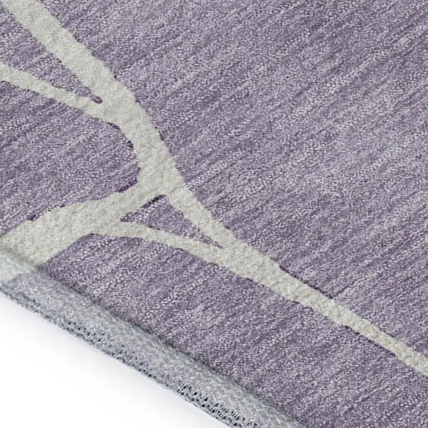 Lavender And Ivory Abstract Geometric Washable Area Rug With UV Protection Photo 7