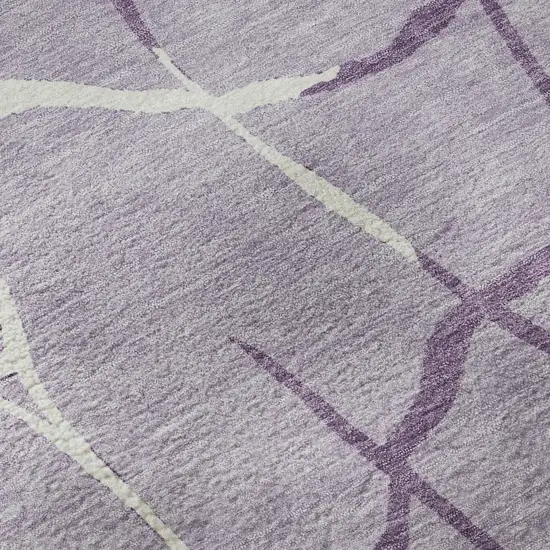 Lavender And Ivory Abstract Geometric Washable Area Rug With UV Protection Photo 1