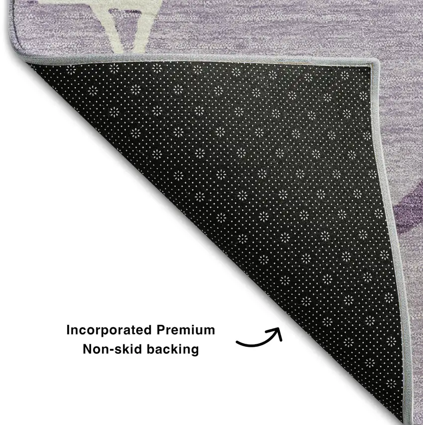 Lavender And Ivory Abstract Geometric Washable Area Rug With UV Protection Photo 7