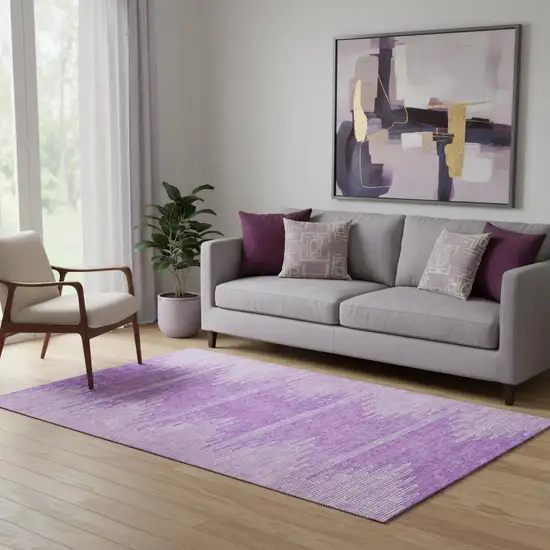 Lavender And Ivory Abstract Washable Area Rug With UV Protection Photo 1
