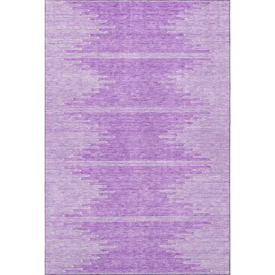 Lavender And Ivory Abstract Washable Area Rug With UV Protection Photo 3
