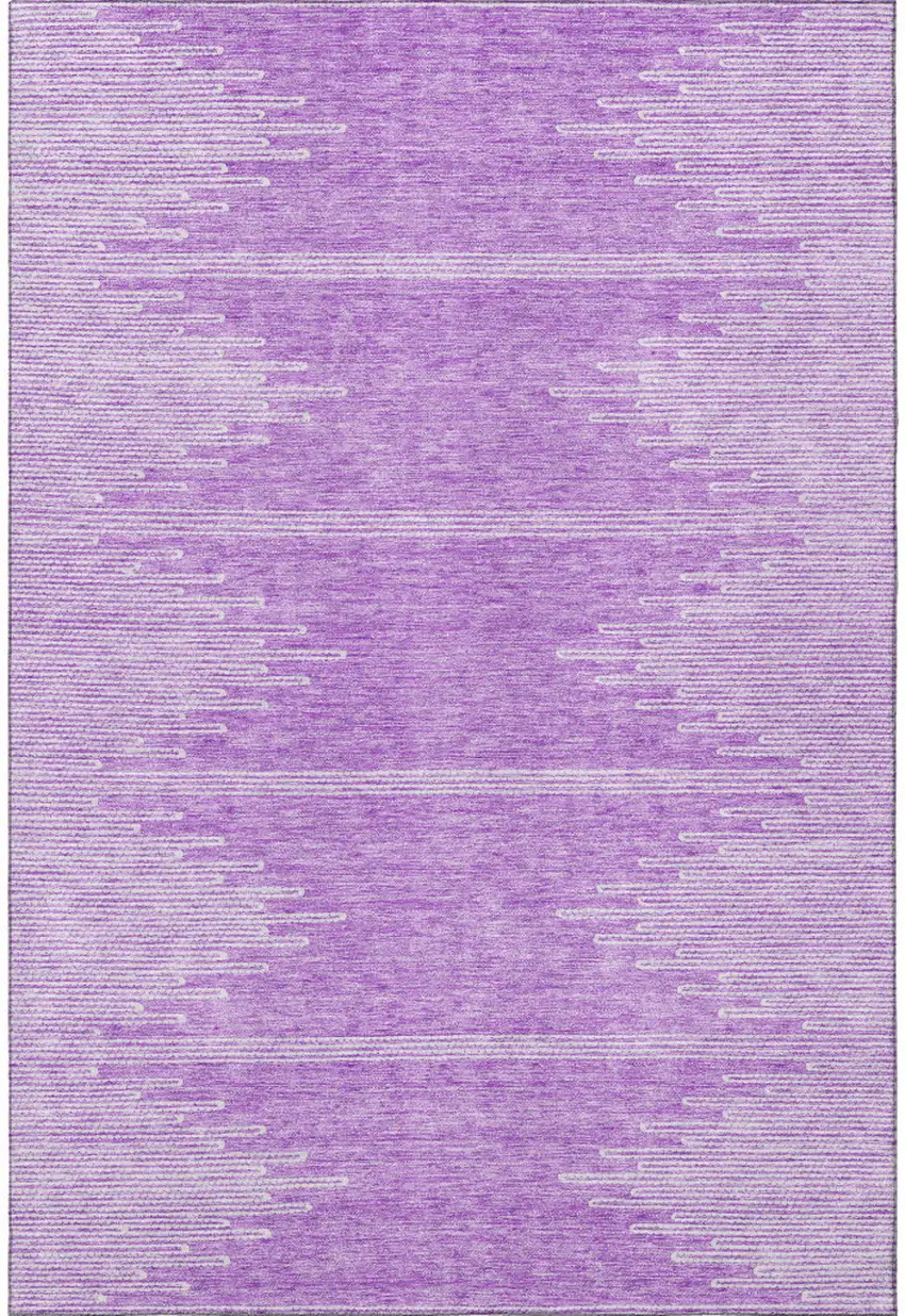 Lavender And Ivory Abstract Washable Area Rug With UV Protection Photo 3