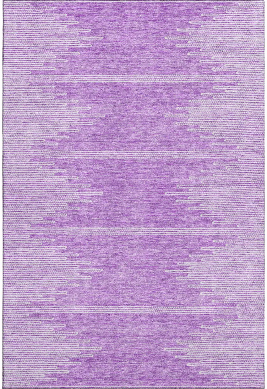 Lavender And Ivory Abstract Washable Area Rug With UV Protection Photo 1