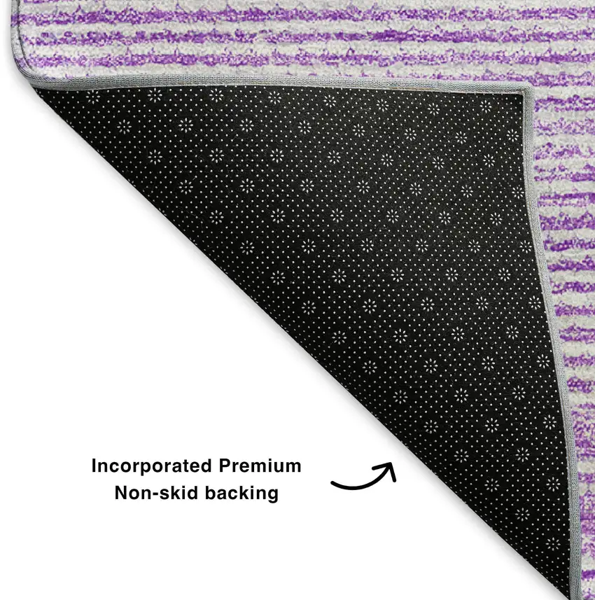 Lavender And Ivory Abstract Washable Area Rug With UV Protection Photo 7