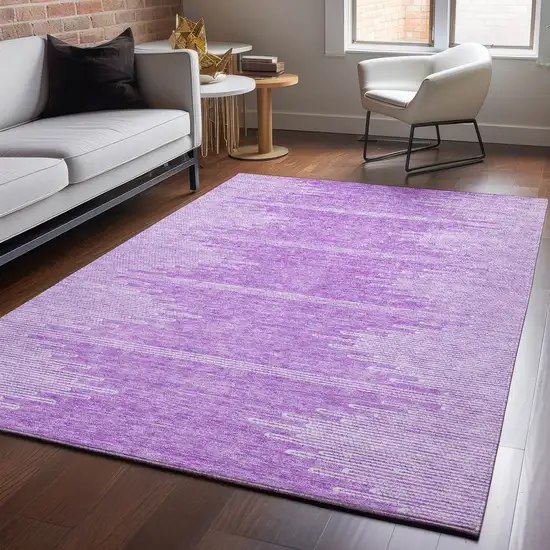 Lavender And Ivory Abstract Washable Area Rug With UV Protection Photo 4