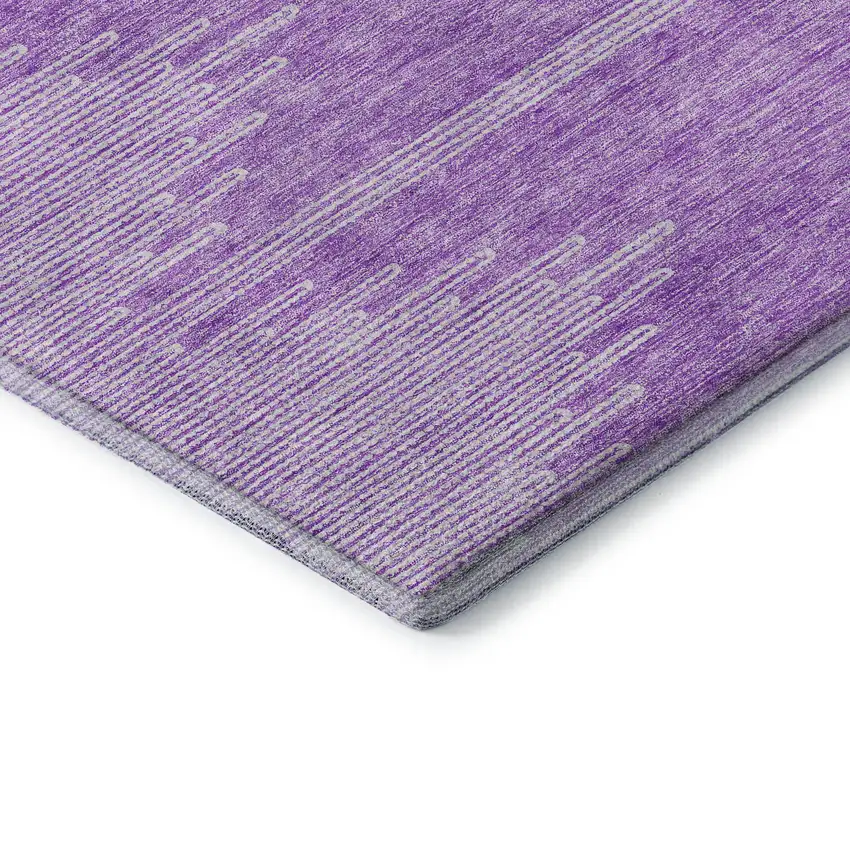 Lavender And Ivory Abstract Washable Area Rug With UV Protection Photo 9