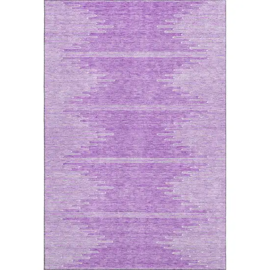 Lavender And Ivory Abstract Washable Area Rug With UV Protection Photo 1