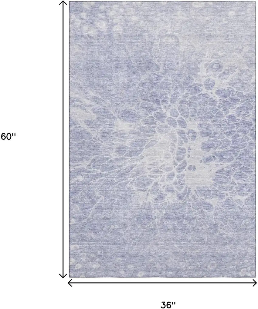 Lavender And Ivory Abstract Washable Area Rug With UV Protection Photo 5