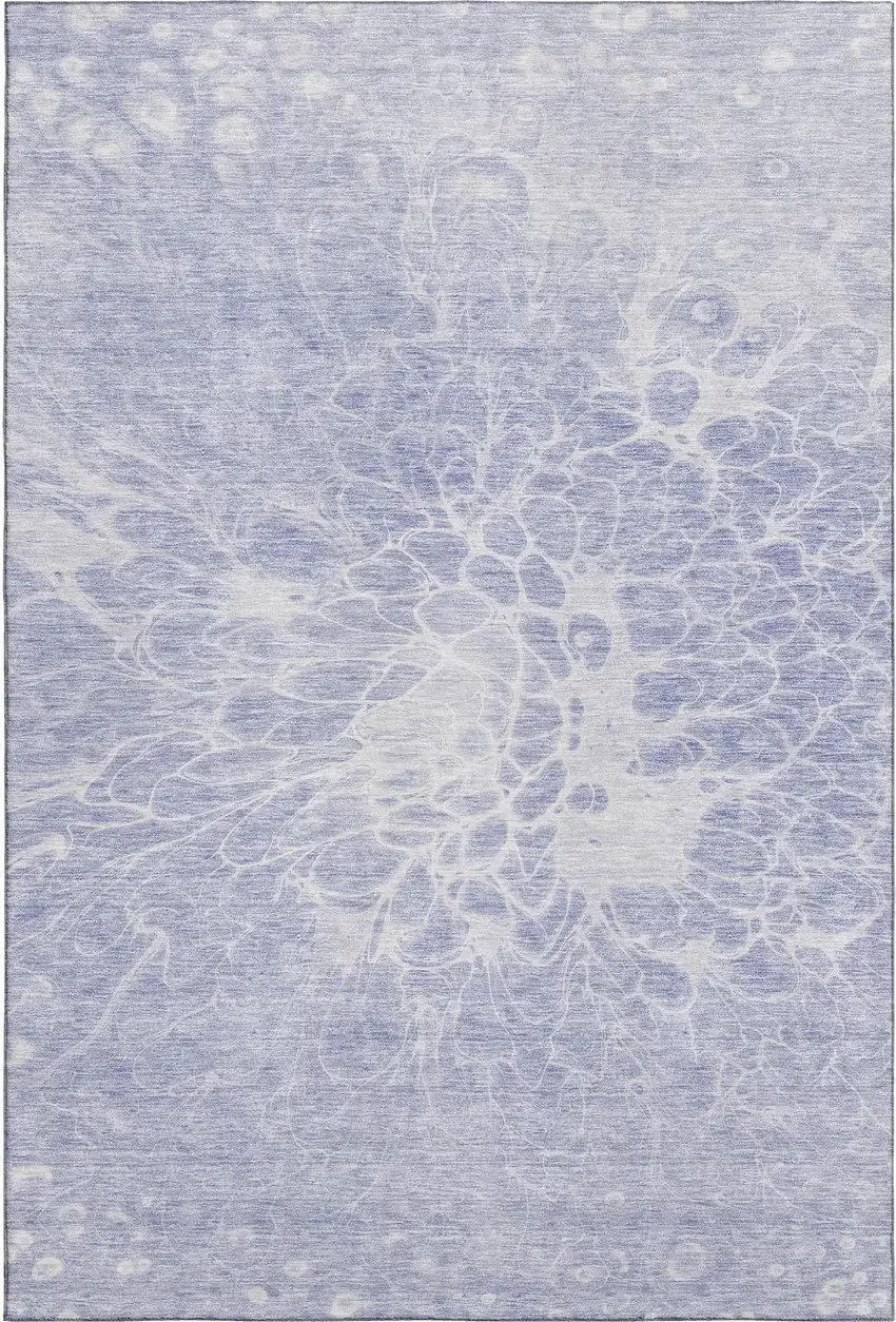 Lavender And Ivory Abstract Washable Area Rug With UV Protection Photo 1