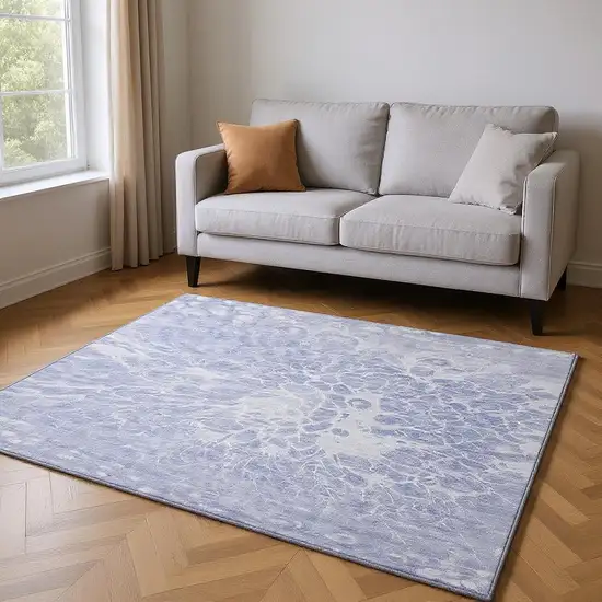 Lavender And Ivory Abstract Washable Area Rug With UV Protection Photo 2