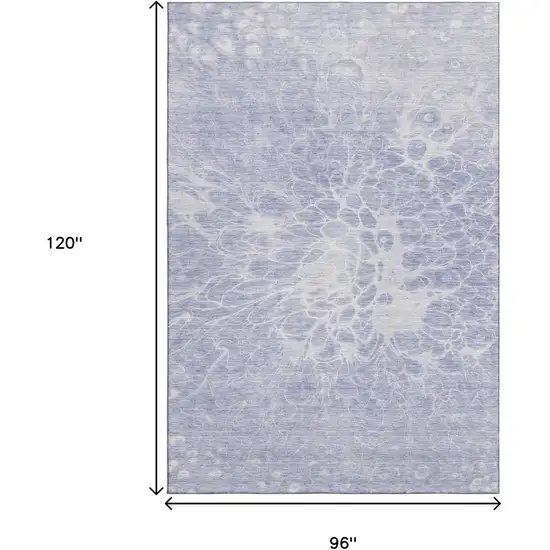 Lavender And Ivory Abstract Washable Area Rug With UV Protection Photo 3