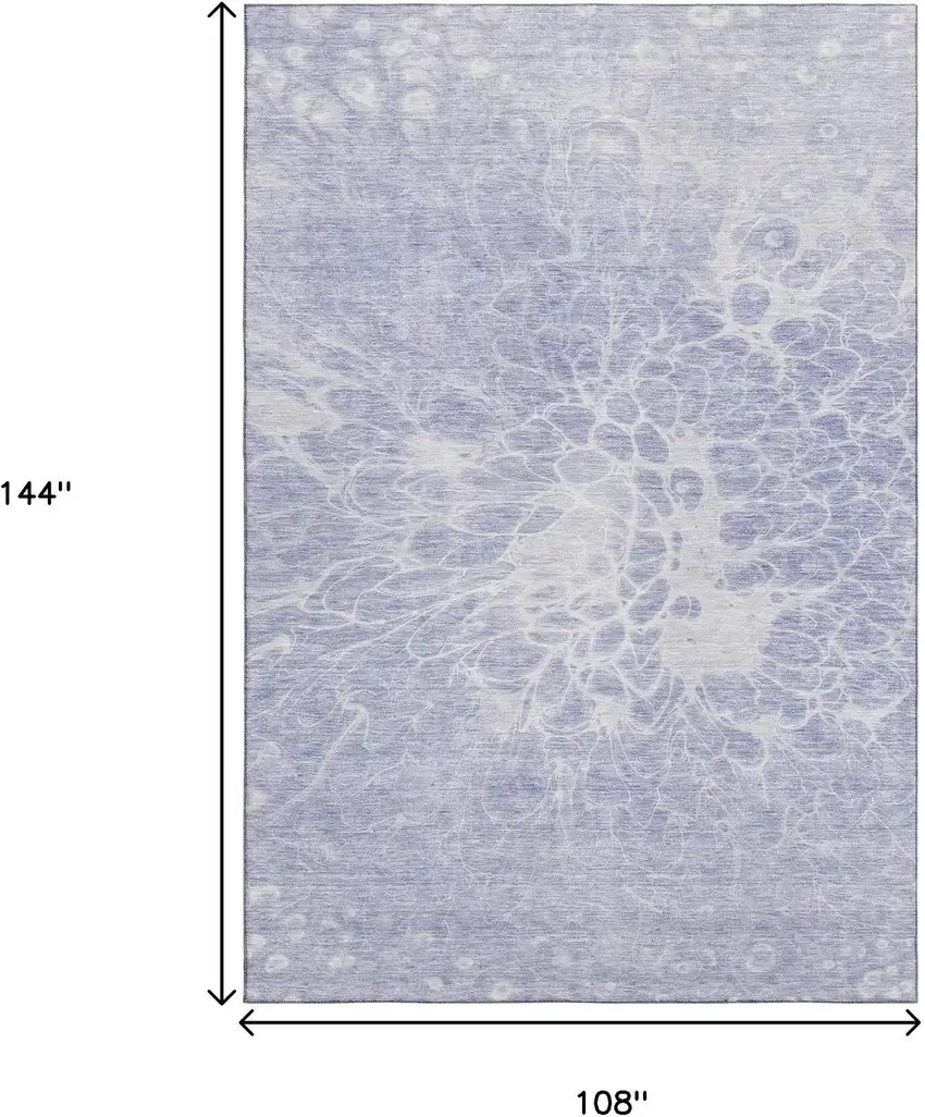 Lavender And Ivory Abstract Washable Area Rug With UV Protection Photo 3