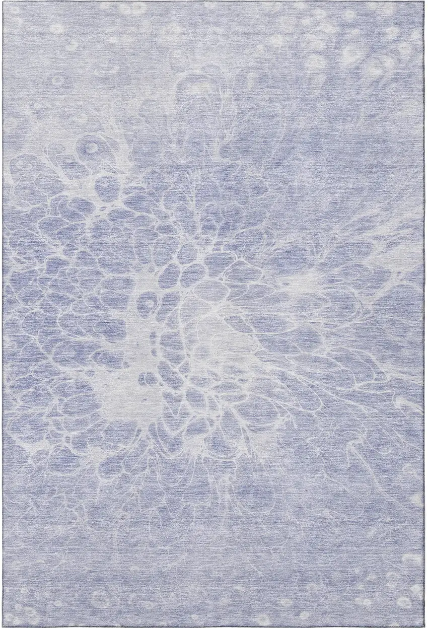 Lavender And Ivory Abstract Washable Area Rug With UV Protection Photo 3