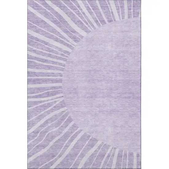 Lavender And Ivory Abstract Washable Area Rug With UV Protection Photo 3