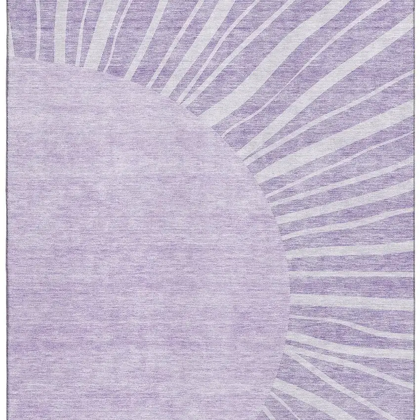 Lavender And Ivory Abstract Washable Area Rug With UV Protection Photo 1