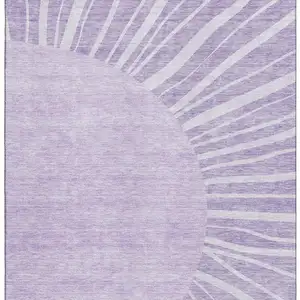 Photo of Lavender And Ivory Abstract Washable Area Rug With UV Protection