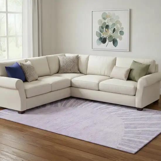 Lavender And Ivory Abstract Washable Area Rug With UV Protection Photo 1