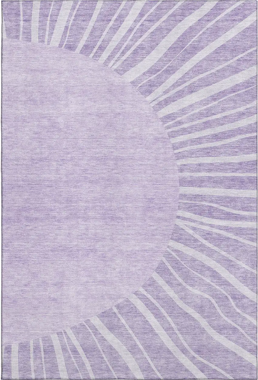 Lavender And Ivory Abstract Washable Area Rug With UV Protection Photo 2