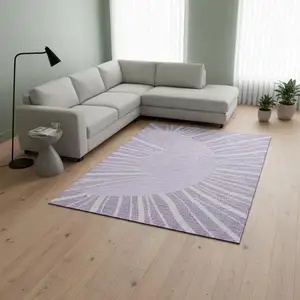Photo of Lavender And Ivory Abstract Washable Area Rug With UV Protection