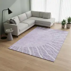Photo of Lavender And Ivory Abstract Washable Area Rug With UV Protection