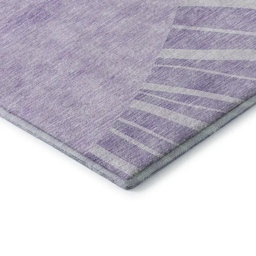 Lavender And Ivory Abstract Washable Area Rug With UV Protection Photo 7