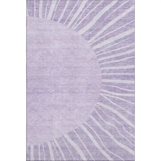 Lavender And Ivory Abstract Washable Area Rug With UV Protection Photo 2
