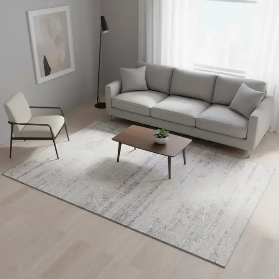 Lavender And Ivory Abstract Washable Area Rug With UV Protection Photo 2