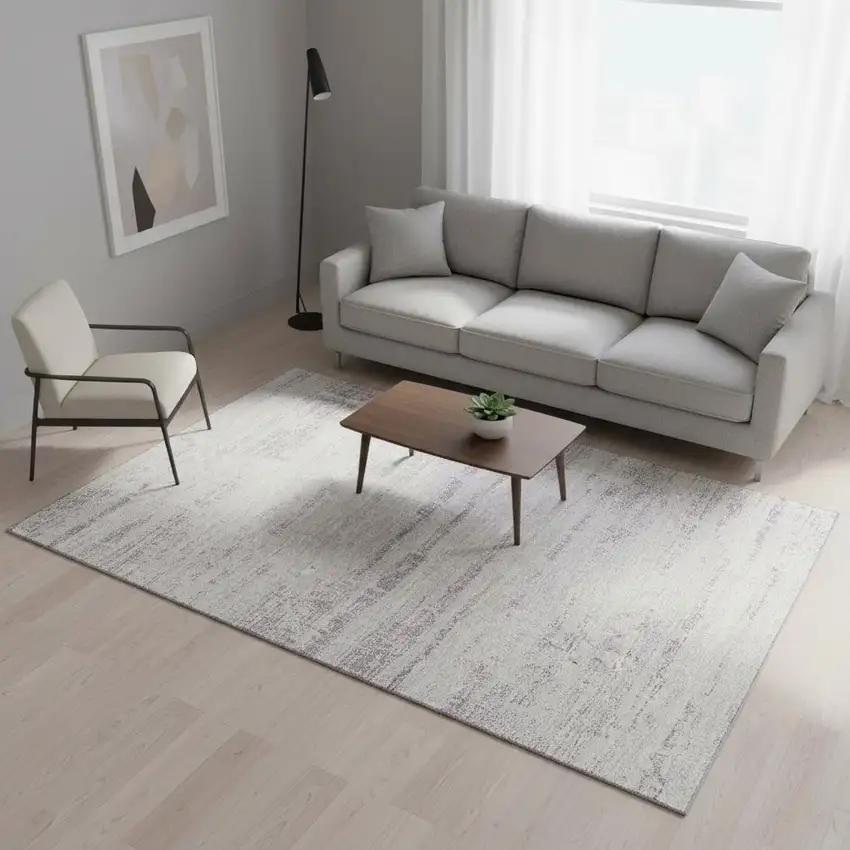 Lavender And Ivory Abstract Washable Area Rug With UV Protection Photo 2