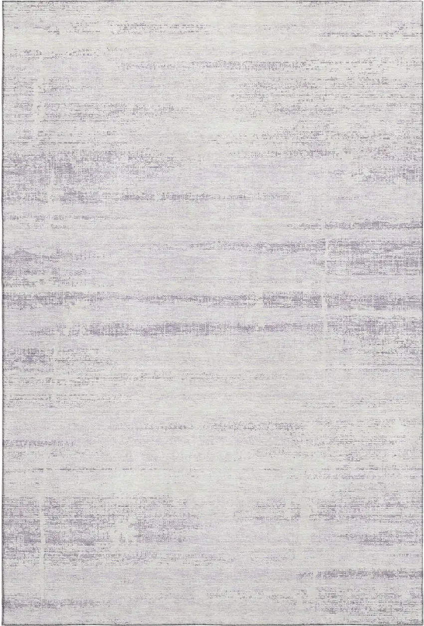 Lavender And Ivory Abstract Washable Area Rug With UV Protection Photo 1