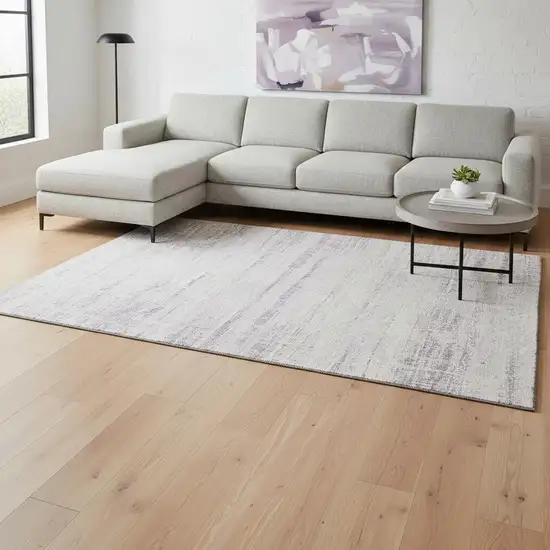 Lavender And Ivory Abstract Washable Area Rug With UV Protection Photo 2