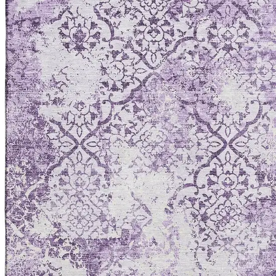 Lavender And Ivory Abstract Washable Area Rug With UV Protection Photo 4