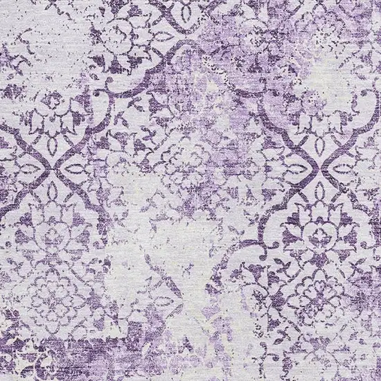 Lavender And Ivory Abstract Washable Area Rug With UV Protection Photo 3