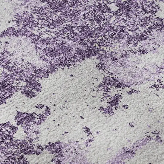 Lavender And Ivory Abstract Washable Area Rug With UV Protection Photo 9