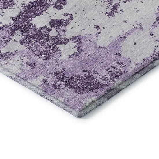 Lavender And Ivory Abstract Washable Area Rug With UV Protection Photo 7
