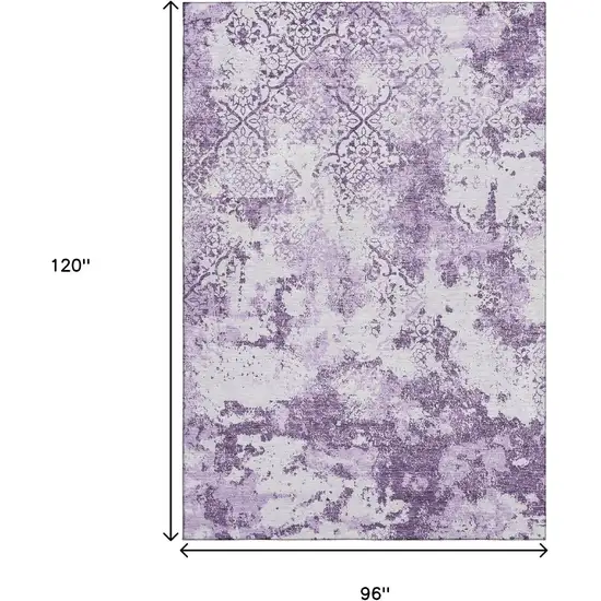 Lavender And Ivory Abstract Washable Area Rug With UV Protection Photo 3