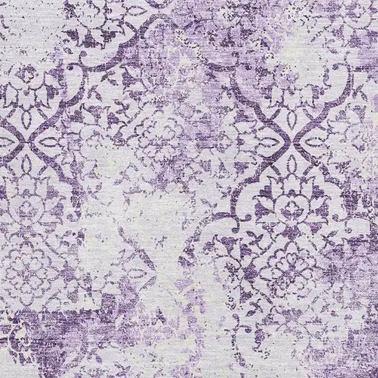 Lavender And Ivory Abstract Washable Area Rug With UV Protection Photo 3