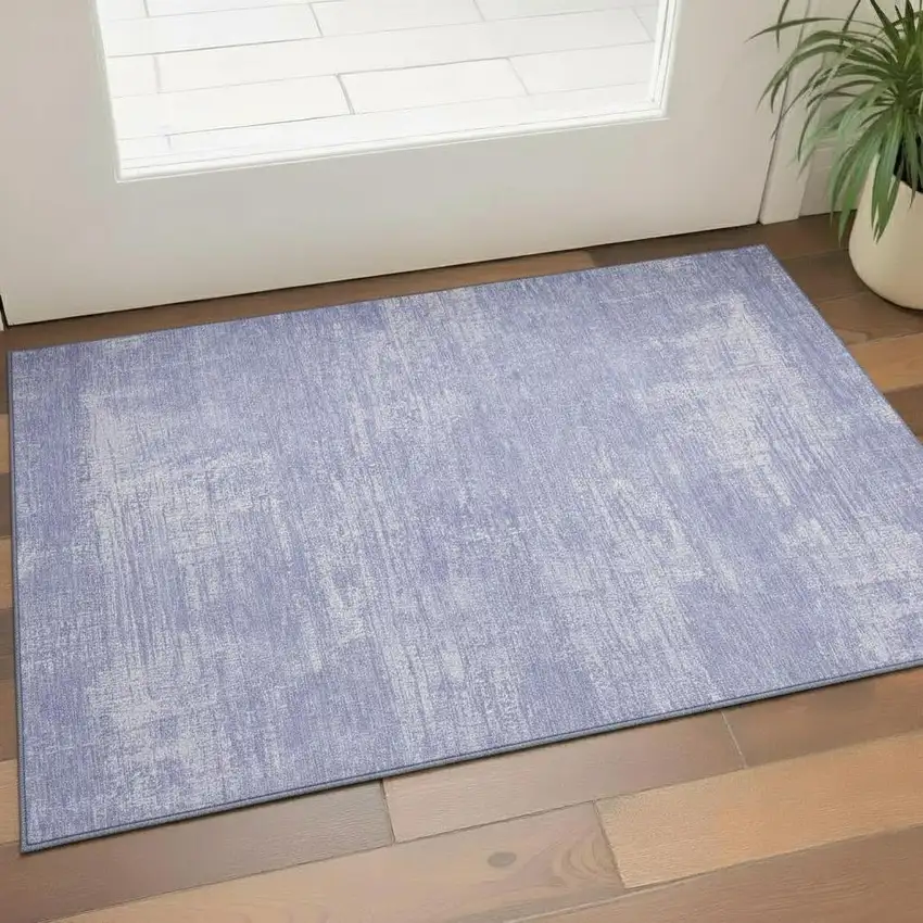Lavender And Ivory Abstract Washable Area Rug With UV Protection Photo 1