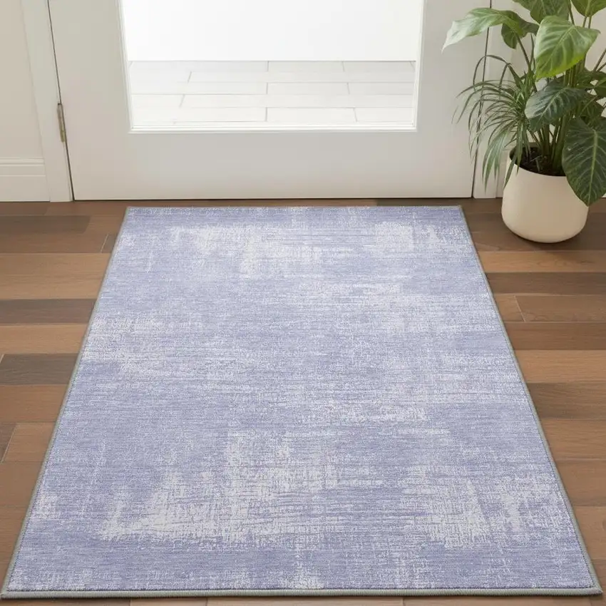 Lavender And Ivory Abstract Washable Area Rug With UV Protection Photo 2