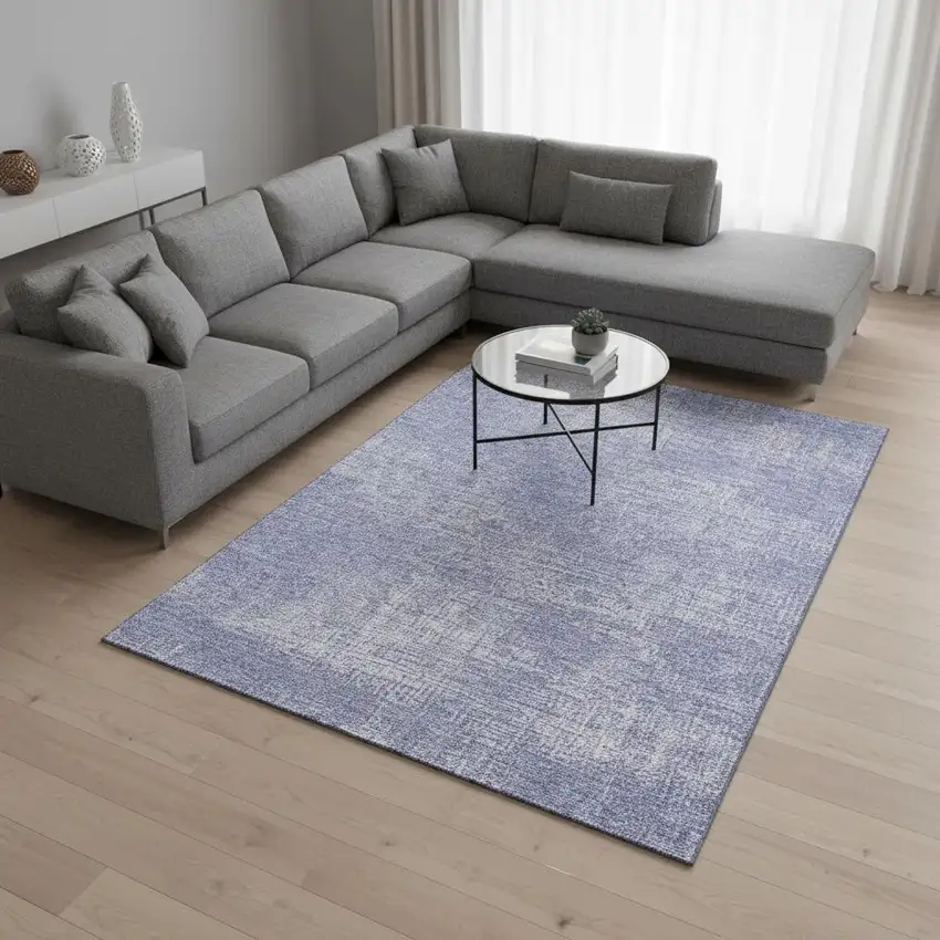 Lavender And Ivory Abstract Washable Area Rug With UV Protection Photo 2